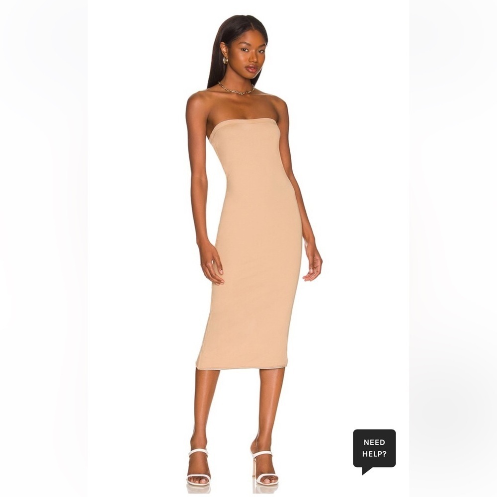 Skin strapless midi dress